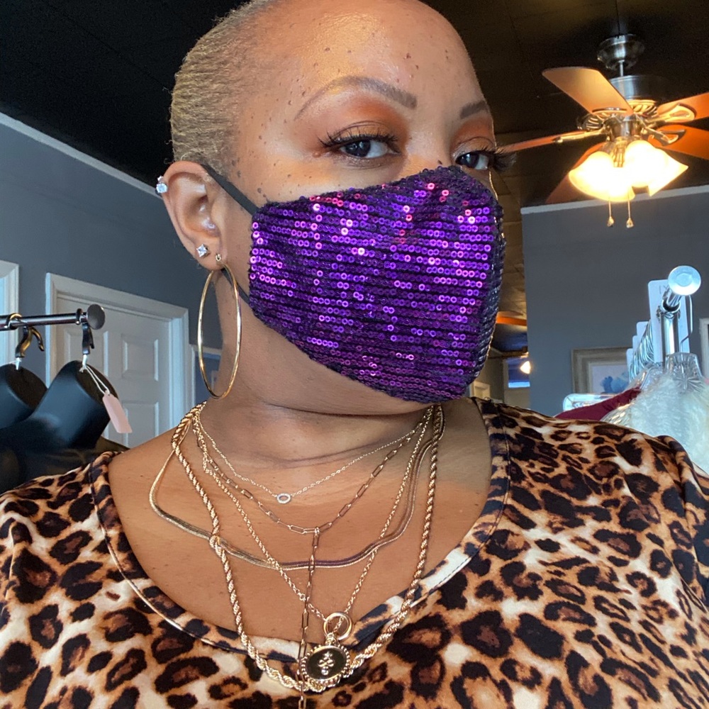 Purple Sequin Mask - Picture 3 of 5